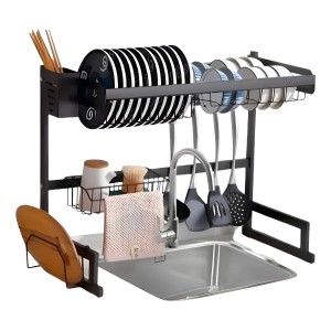 Escurridor De Loza Organizador Platos Utensilios Cocina 65cm Color Negro