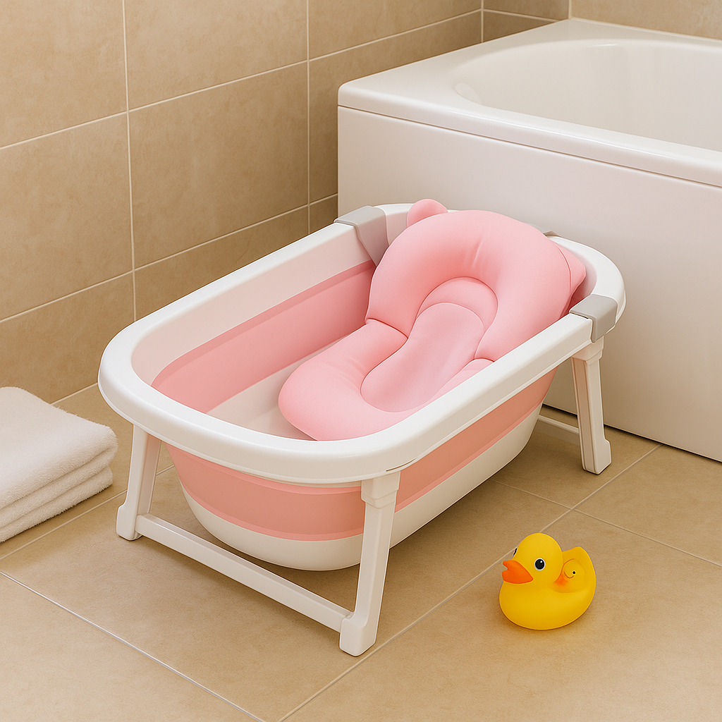Bañito Bebé Plegable Con Colchon Baby Splash Y Accesorios - Imagen 4