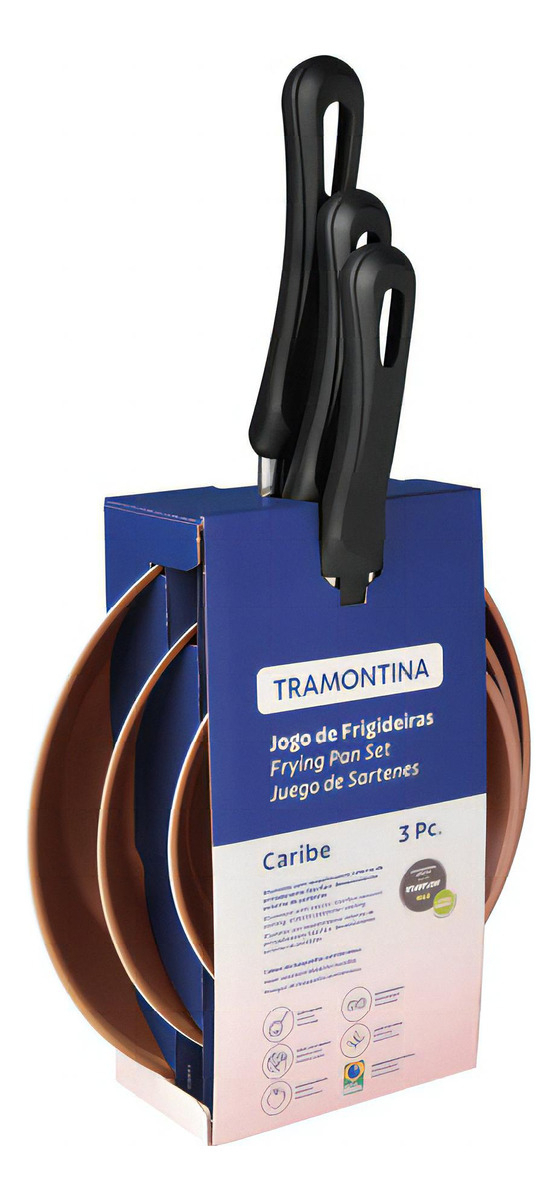Juego De Sartenes Tramontina Caribe 3 Piezas Color Negro - Imagen 3