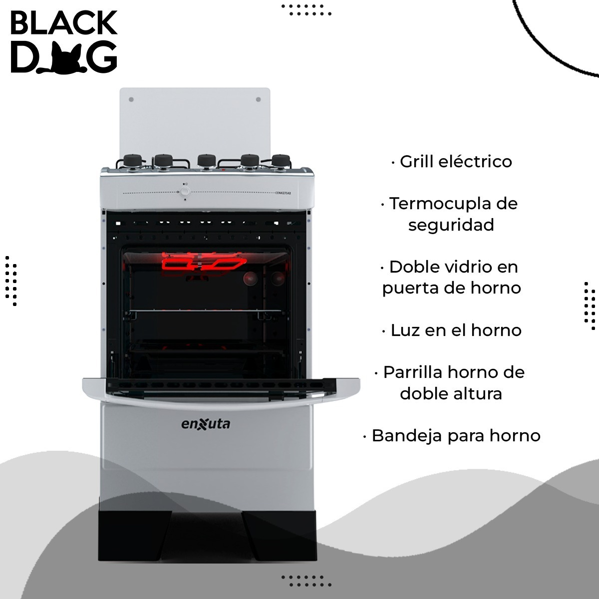 Cocina A Gas Enxuta Cenx27542w Con Grill Electrico Blanco - Imagen 3
