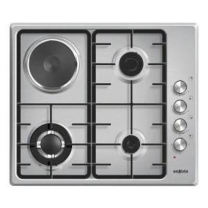 Anafe Empotrable Enxuta 60 Cm 3 Hornallas 1 Disco Inoxidable Gas Plateado