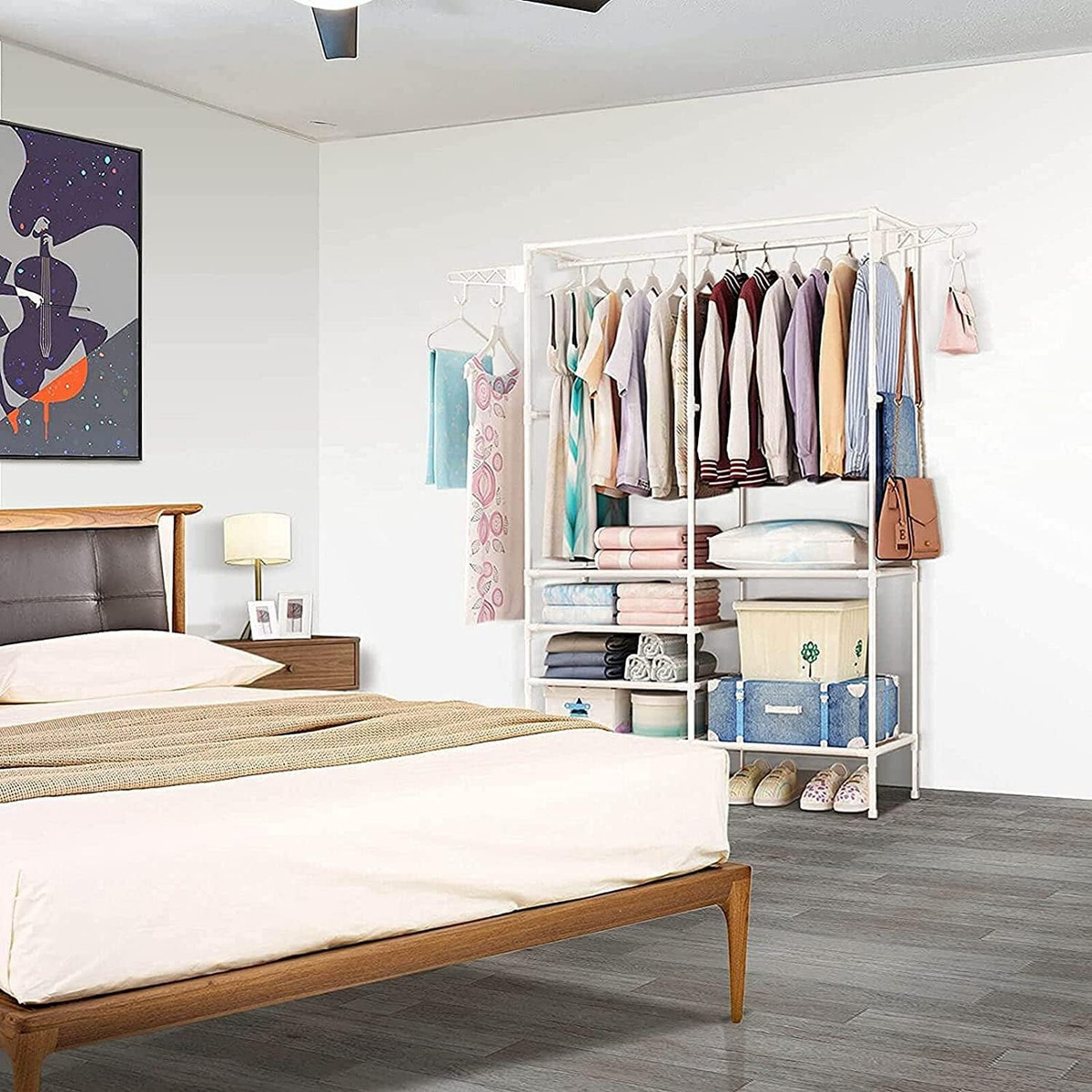 Ropero Multifuncional Doble Con Perchero Y Estantes - Imagen 2