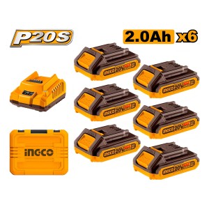 Set X 6 Baterias 2.0ah + Cargador En Valija Ingco