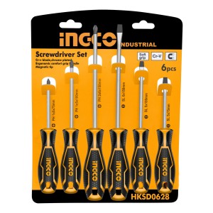 Ff Jgo 6 Destornilladores Ingco Hksd0628 Industrial Imantado