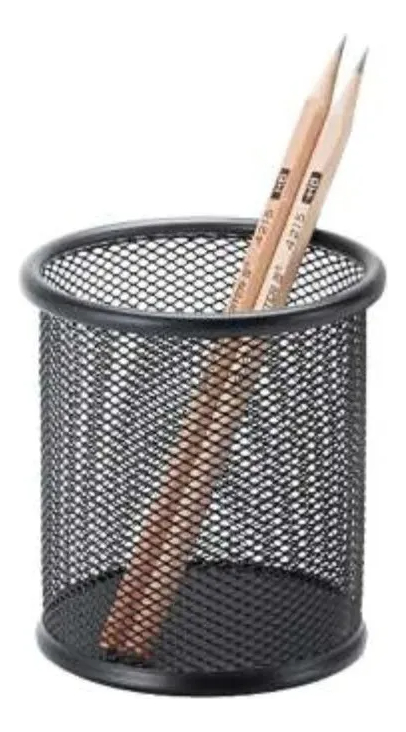 Porta Lapiz Lapicera Cilindrico De Metal Calado Oficina - Imagen 2