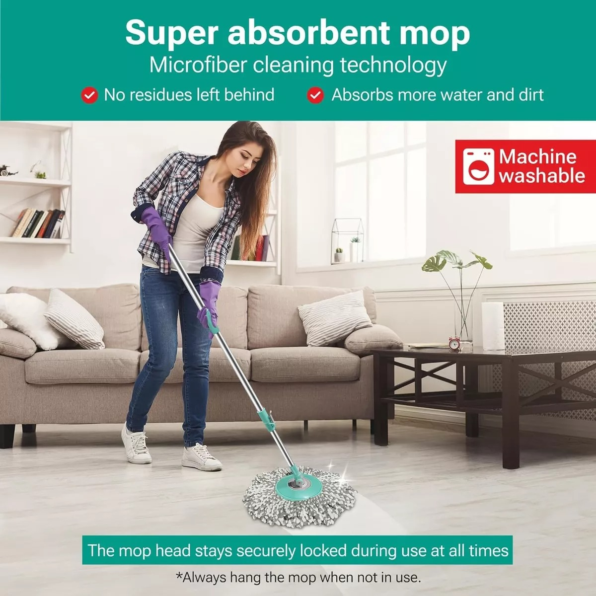 Balde Mopa Giratorio Centrifuga/acero+2 Paños Reforzada-1987 - Imagen 6