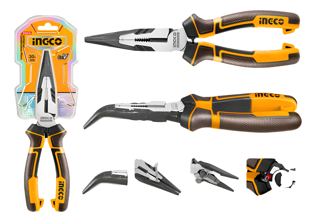 Pinza Punta Doblada 160mm 6 Cr-v Ingco Hhbnp28160