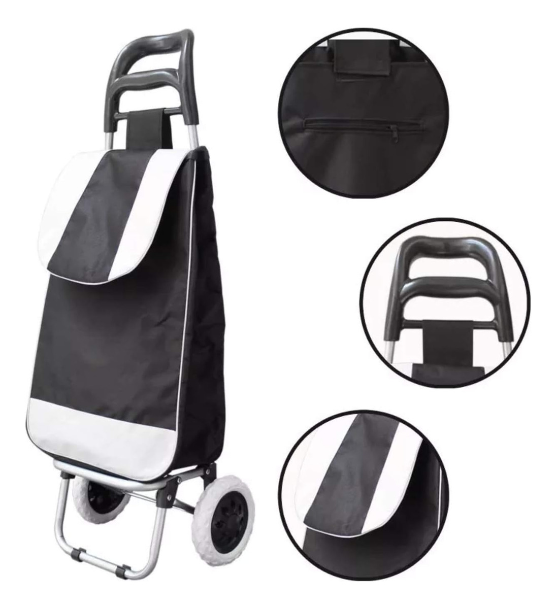 Carro Carrito Feria Tela Plegable Resistente Bolso Lavable - Imagen 3