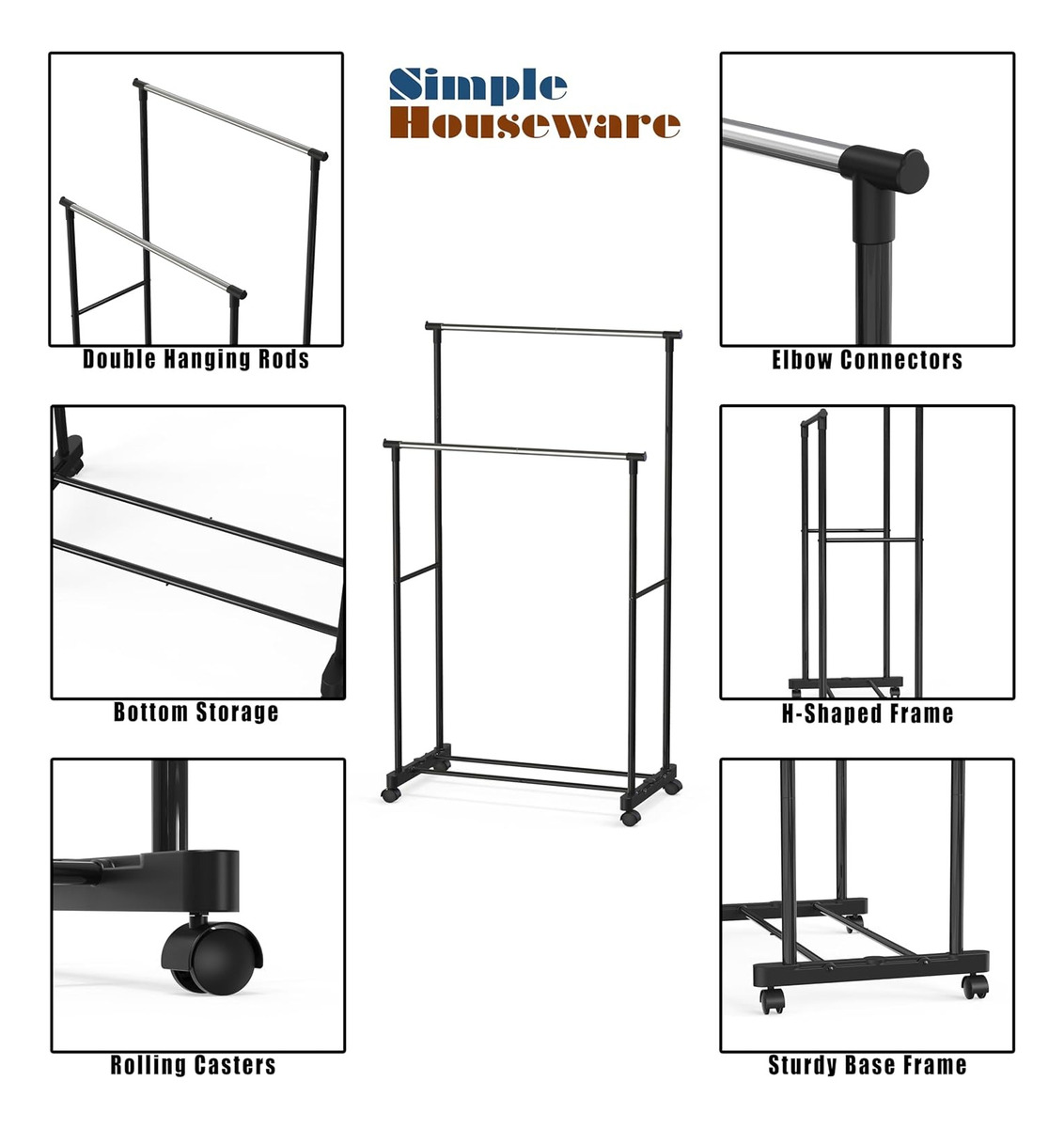 Perchero Extensible Doble Metálico Regulable Resistente - Imagen 2