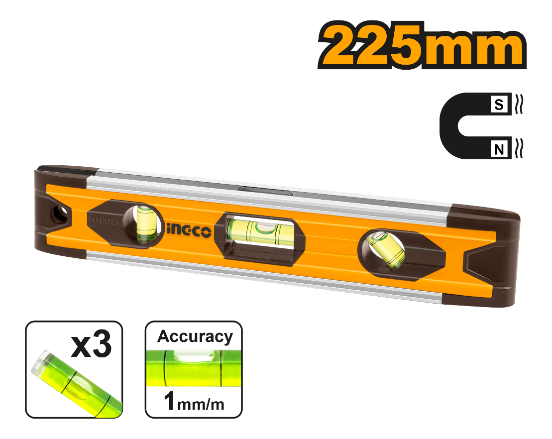 Nivel Mini De Mano 22.5 Cm Magnético Ingco Hmsl01030 - Imagen 2
