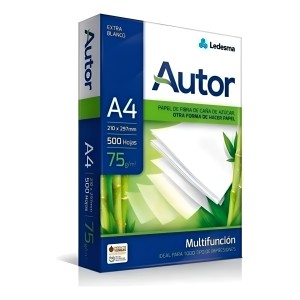 Resma Autor A4 Multifunción De 500 Hojas De 75g Blanco X 1