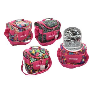 Lonchera Térmica Escolar Con Estampa Rosa 23x14x19cm