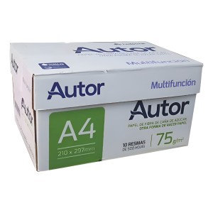 Resma Autor A4 Multifunción De 5000 Hojas De 75g Blanco 10u
