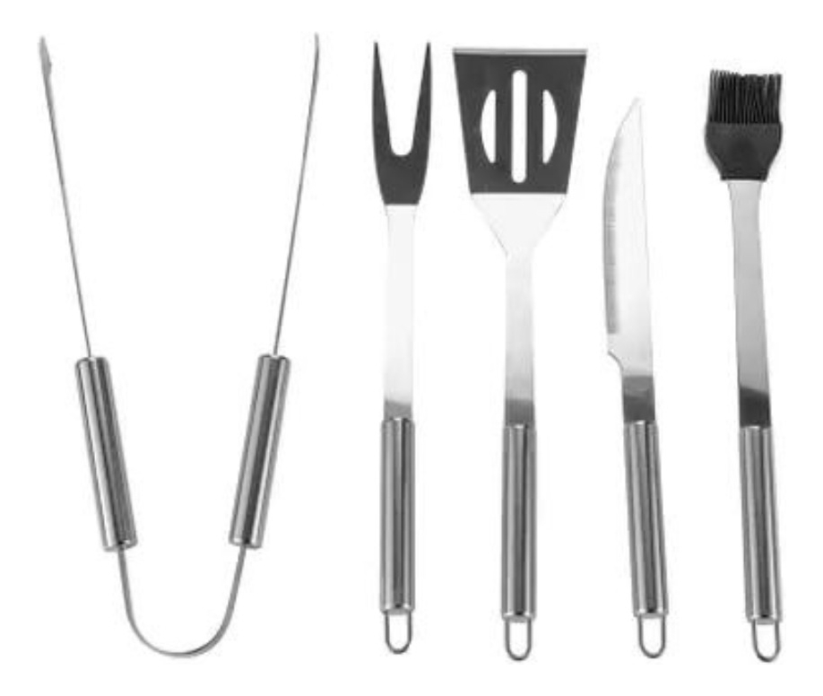 Set Parrillero 5 Piezas En Acero Inoxidable + Estuche - Imagen 2
