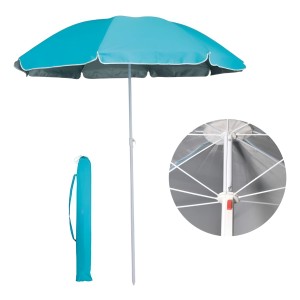 Sombrilla De Playa Celeste 145cm Con Filtro Uv Y Bolsa
