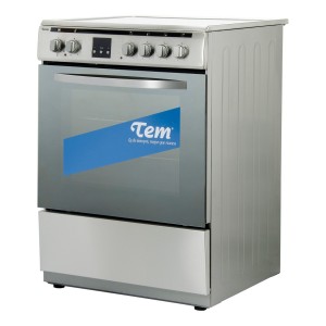 Cocina Vitrocerámica Horno Eléctrica Tem Plateado