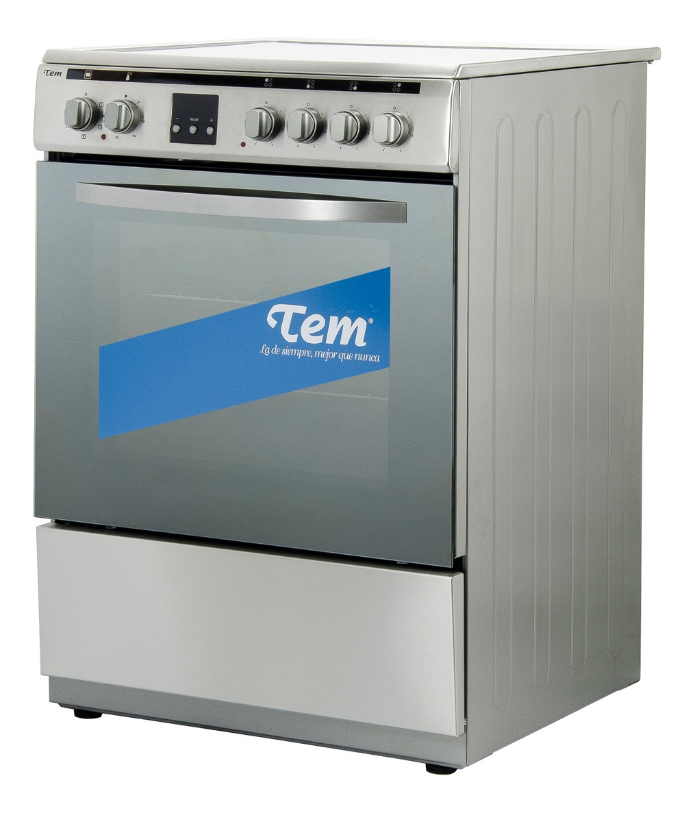 Cocina Vitrocerámica Horno Eléctrica Tem Plateado