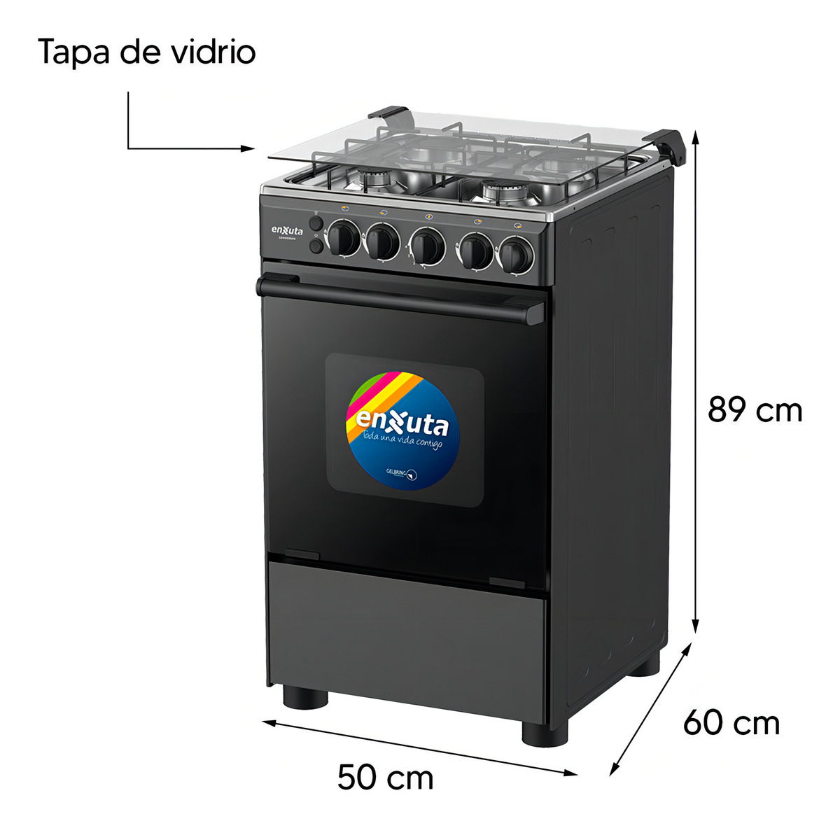 Cocina Super Gas Enxuta Cenx9504n 4 Hornallas Luz En Horno - Imagen 5