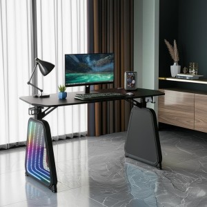 Escritorio Gamer 120cm Luces Rgb Con Espejos Gmd12-1 Dimm Color Negro