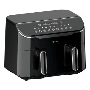 Freidora Sin Aceite Air Fryer Rotel Dual Canastos 4 + 4 Lt Color Negro