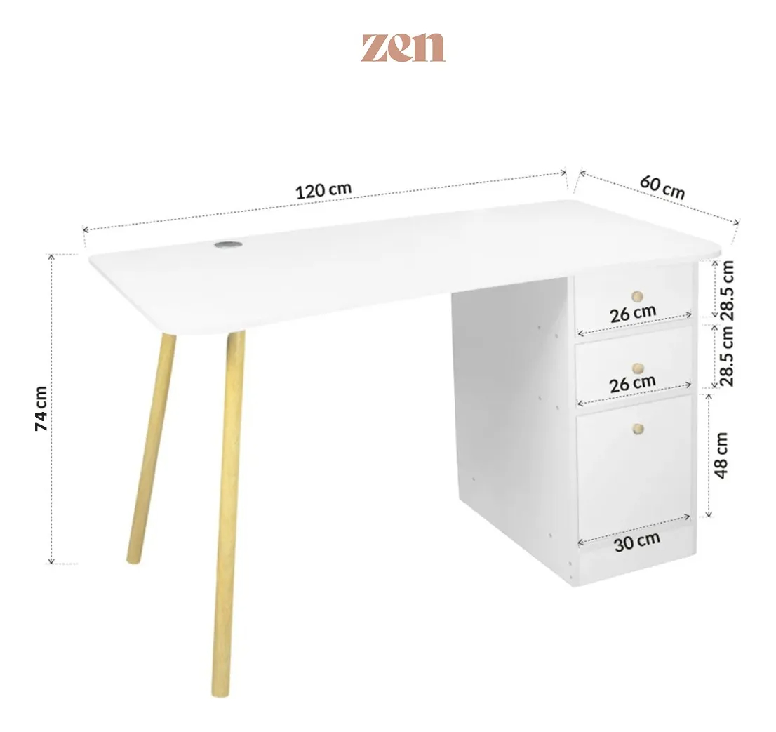 Escritorio Madera Mdf Oficina Tipo Caballetes Con Cajones - Imagen 5