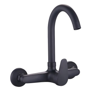Goldex Monocomando Cocina De Pared 20cm 8'' Negro Mate