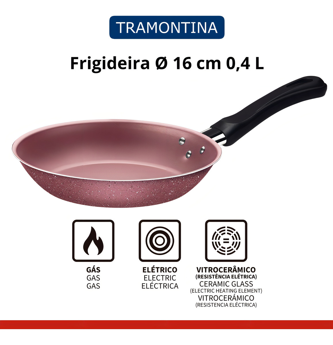 Juego De Sartenes Caribe Tramontina Festa Pink De Aluminio De 3 Piezas - Imagen 2