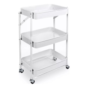 Organizador Plegable Carro 3 Estantes Metálico Con Ruedas