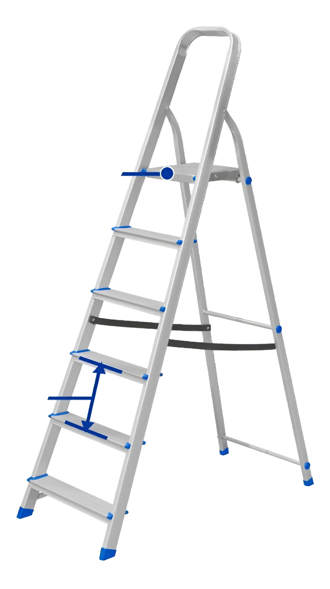 Escalera Familiar Aluminio 7 Escalones 120kg Wadfow Wld3h07 Color Plateado