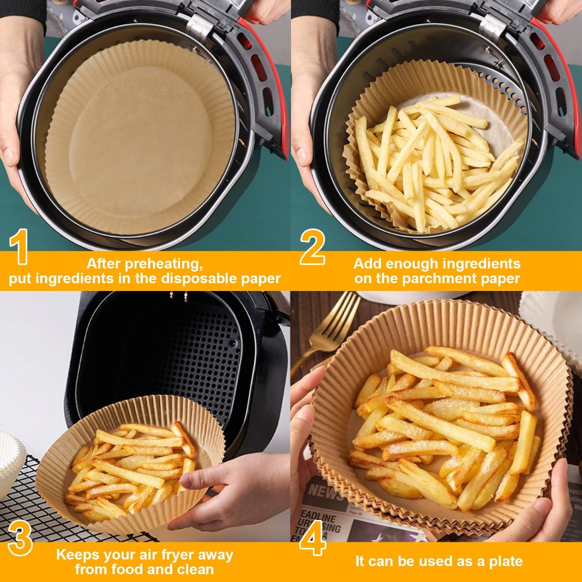 100 Papel Antiadherentes Natural Freidora Sin Aceite T L C - Imagen 2