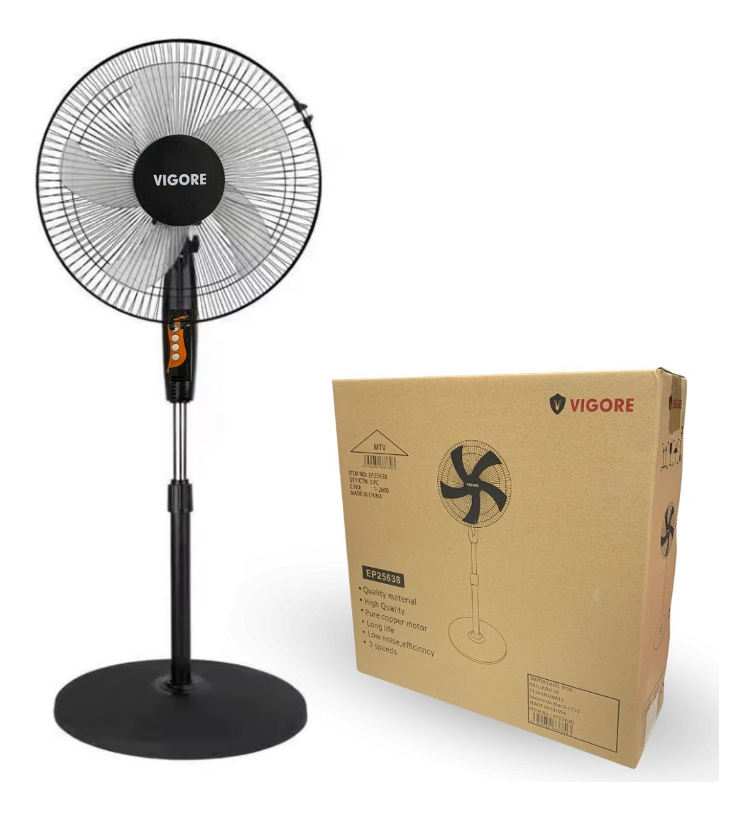 Ventilador De Pie Giratorio 16 Vigore 3 Velocidades 120cm