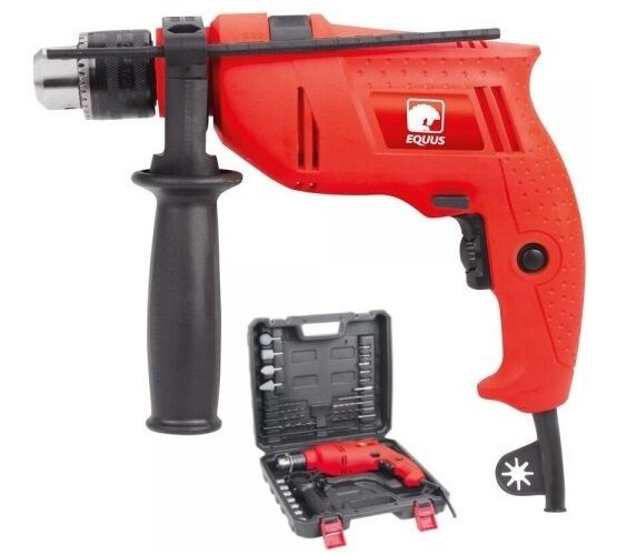 Taladro Eléctrico Percutor Equus 500w C/maletín Y Accesorios Color Rojo Frecuencia 50hz 50 Hz