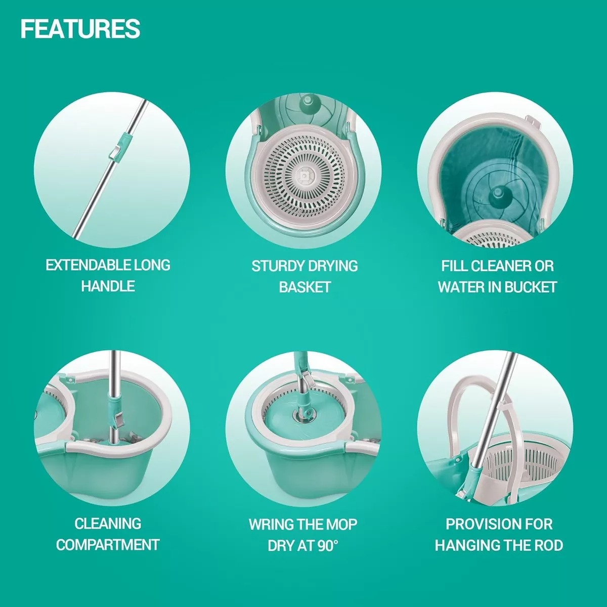 Balde Mopa Giratorio Centrifuga/acero+2 Paños Reforzada-1987 - Imagen 8