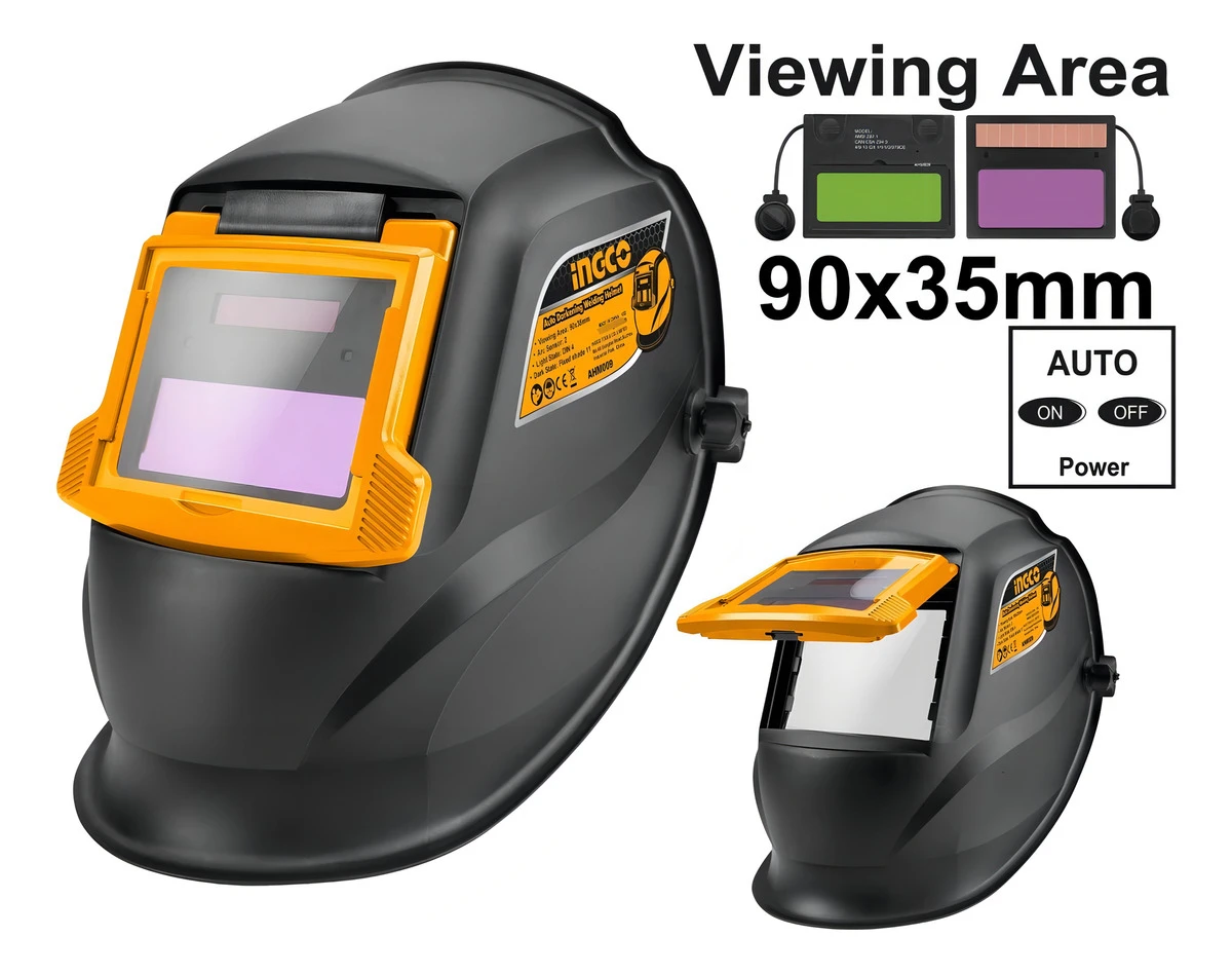 Careta Soldar Fotosensible Visor Revatible Ingco Ahm009 Color Negro - Imagen 2