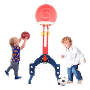 Tablero Basketball Pie Regulable Con Juego De Anillos 3 En 1