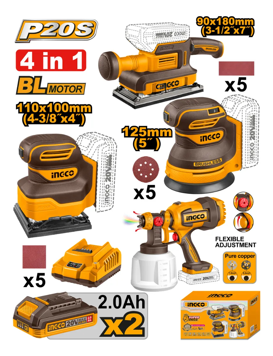 Kit Combo A Bateria P20s Brushless Ingco Cosli250383 - Imagen 2