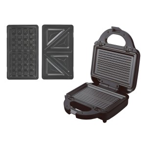 Sandwichera Grill Y Waflera Rotel 3 En 1 Color Negro