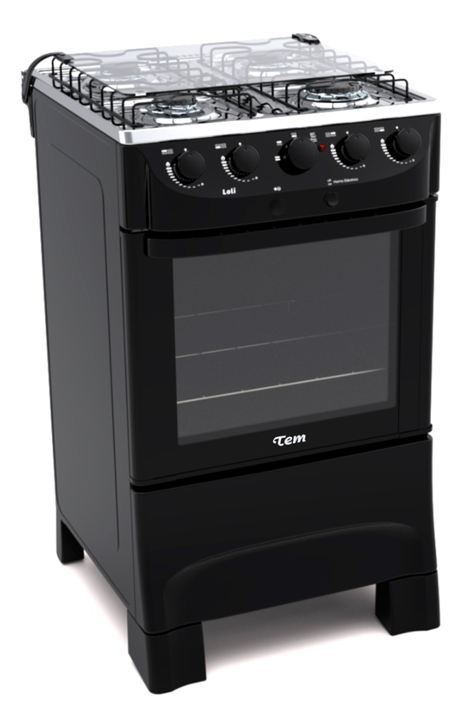 Cocina Tem Combinada Loli 4h 4 Hornallas Color Negro