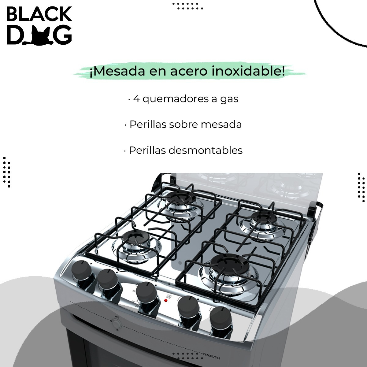 Cocina A Gas Enxuta Cenx27542w Con Grill Electrico Blanco - Imagen 2