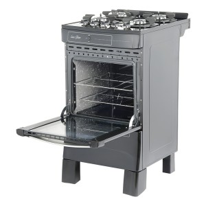 Cocina Tem Luna Glass 4h A Gas/eléctrica 4 Hornallas Negra Puerta Con Visor 48.1l Negro