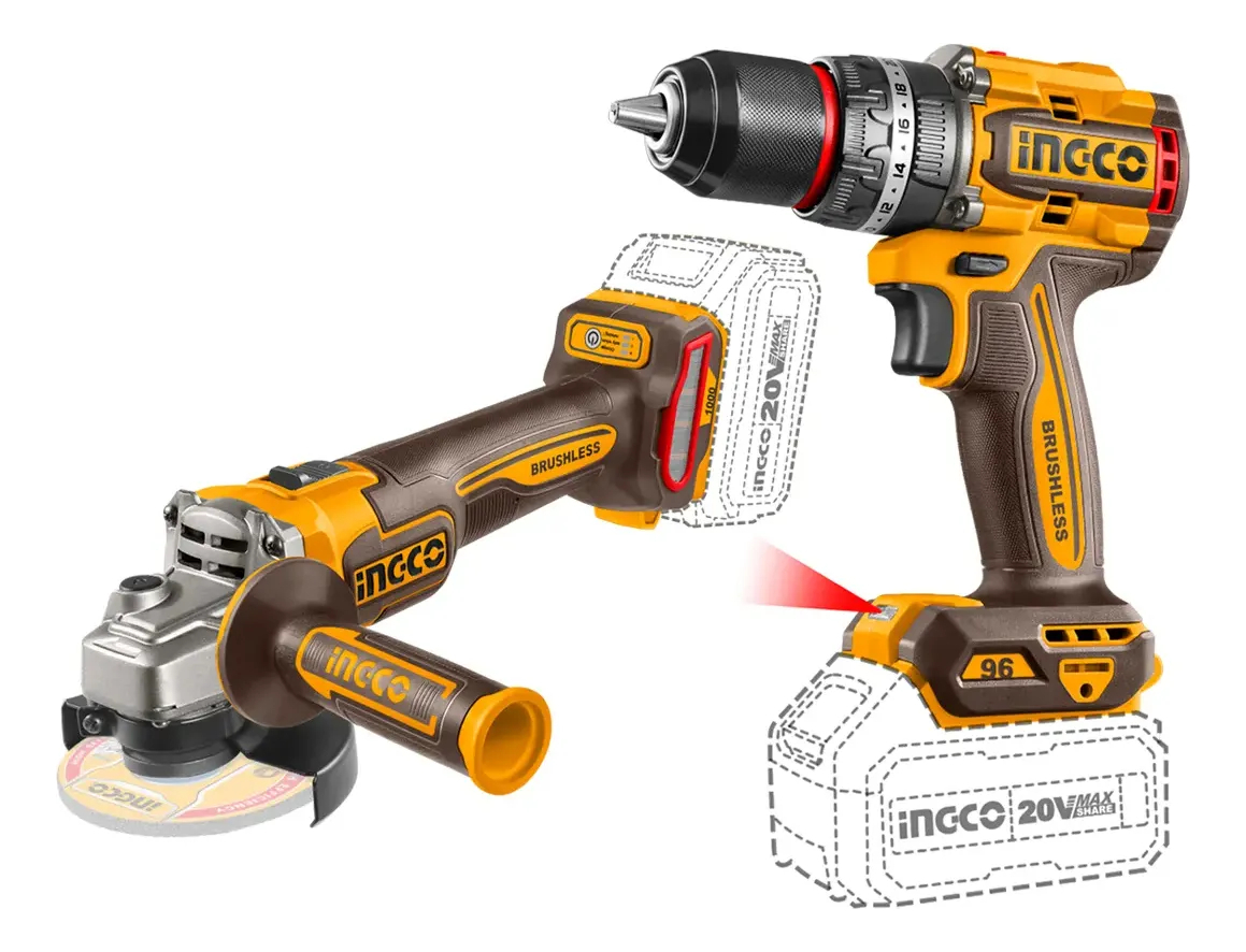 Kit Ingco 4 Herramientas Inalambricas P20s 20v Con Baterias - Imagen 2