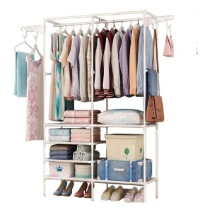 Ropero Multifuncional Doble Con Perchero Y Estantes