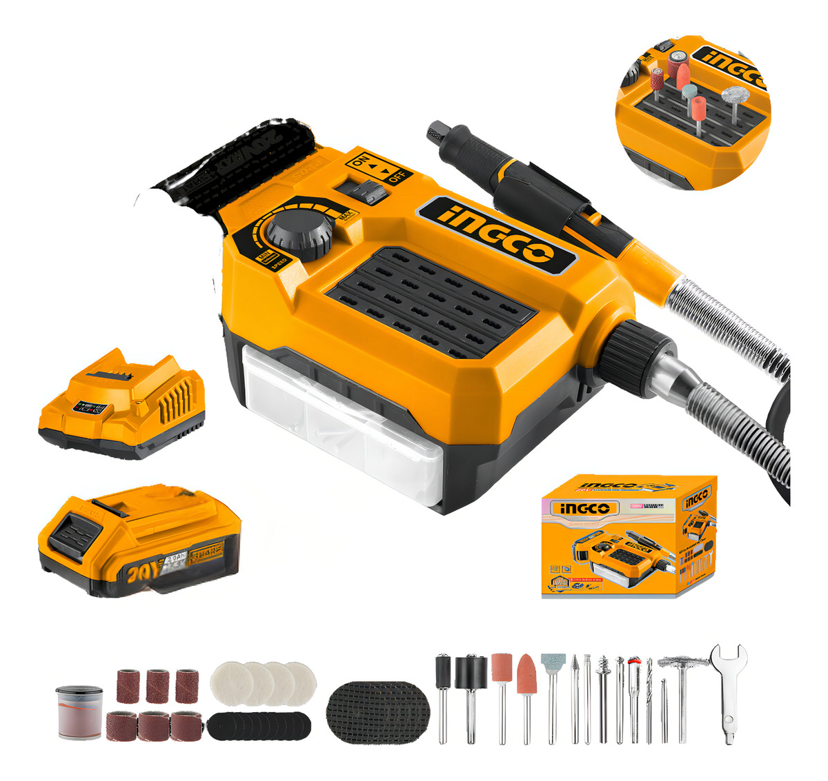 Minitorno C/eje Flexible C/1 Bat + 40 Ac Cmgli20011 Ingco Frecuencia 50hz/60hz