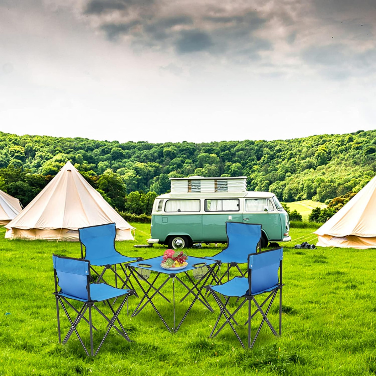 Set Mesa Y 2 Sillas Plegable Portátil Camping Impermeable - Imagen 6