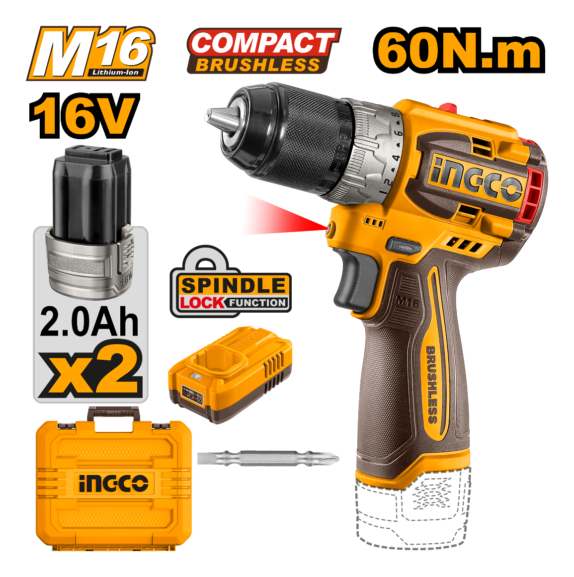 Atornillador Compact A Bateria 16v M16 C 2 Bat Carg Valija - Imagen 2