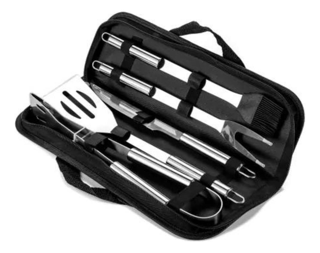 Set Parrillero 5 Piezas En Acero Inoxidable + Estuche - Imagen 4