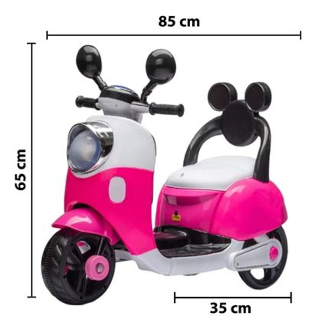 Moto Batería Recargable Orejas 3 Ruedas Luz Sonido - Imagen 4