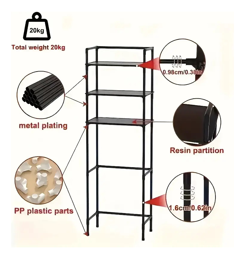 Mueble Organizador Water Inodoro De Metal Baño 3 Estantes - Imagen 10