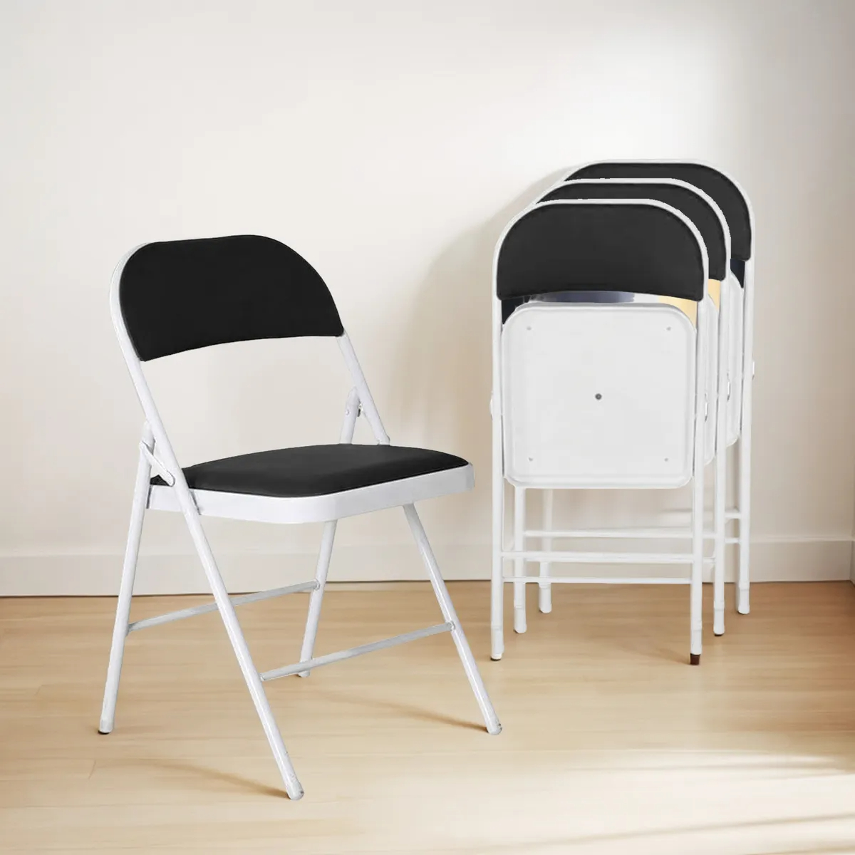 Silla Plegable Acolchonada Estructura De Metal Tapizada - Imagen 3