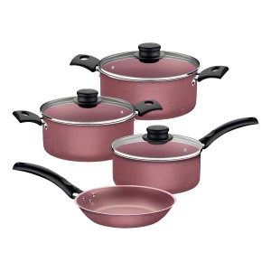 Juego De Ollas Tramontina Turim 7 Piezas Color Rosa